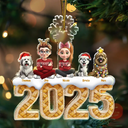 Family,Pet Lovers,Happy,Christmas - Christmas Apple Pie Couple With Pets 3D Effect - Personalized Custom Shaped Acrylic Ornament