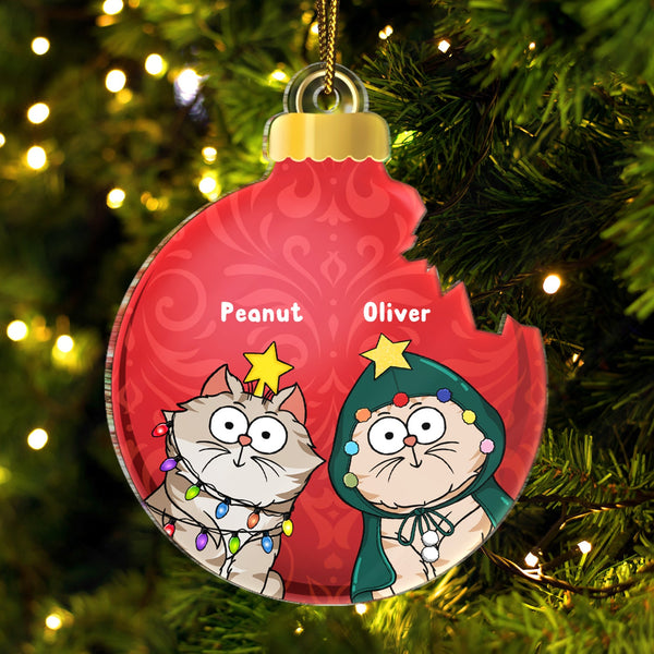 Broken Ornament Funny Cat - Christmas For Cat Lovers - Personalized Custom Shaped Acrylic Ornament