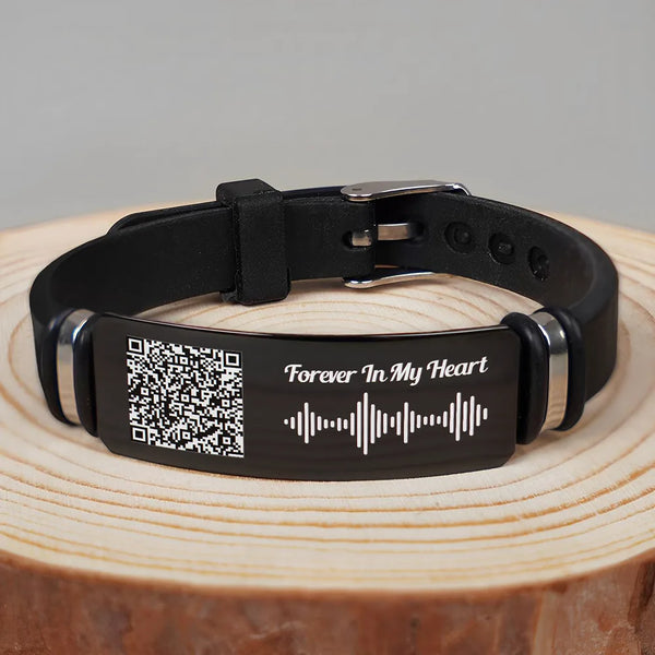 Memorial Voice Recording QR Code Forever In My Heart - Personalized Wristband Bracelet