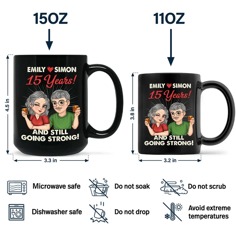 Gift For Couples, Old Couples, Gift For Husband, Gift For Wife, Gift For Boyfriend, Gift For Girlfriend - Couple Happily Annoying Each Other - Personalized Black Mug