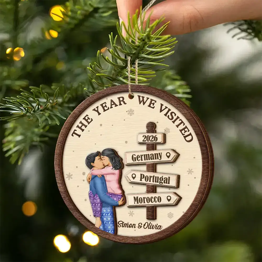 The Year We Visited Travel Couple - Personalized 2-Layered Wooden Ornament