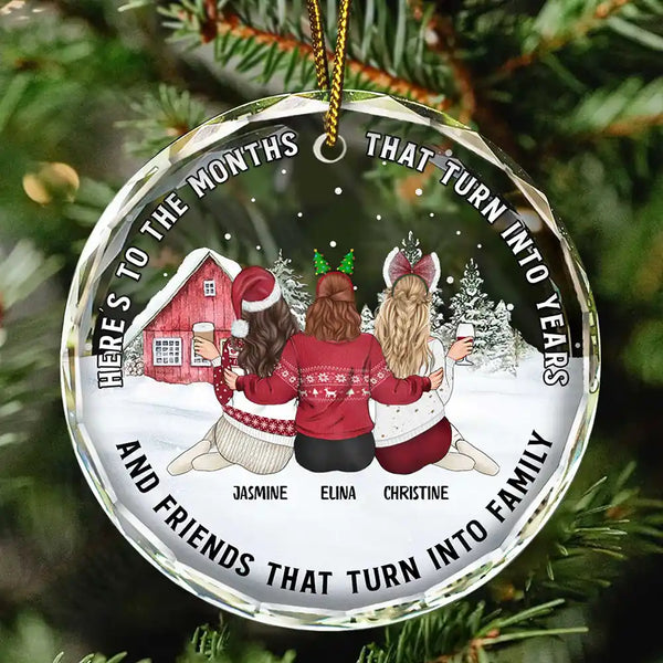 Gift For Bestie - Friends That Turn Into Family - Personalized Circle Glass Ornament