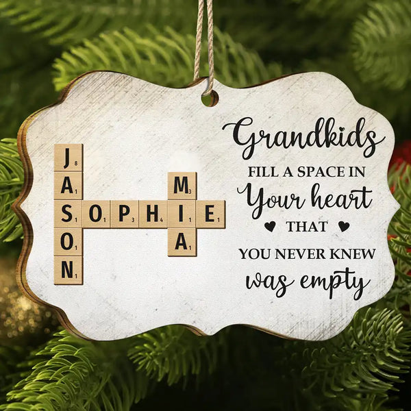Gift For Grandma, Gift For Grandpa
- Grandkids Fill A Space In Your Heart Crossword Scrabble - Personalized Medallion Wooden Ornament