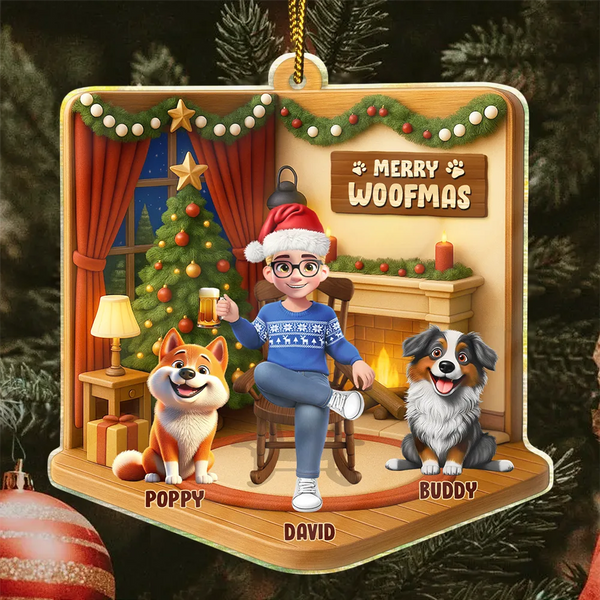 Pet Lovers,Pet Mom,Pet Dad,Dog Lovers,Dog Mom,Dog Dad,Cat Lovers,Cat Mom,Cat Dad,Christmas,Happy - Happy Pawlidays Christmas House Model - Personalized Custom Shaped Acrylic Ornament