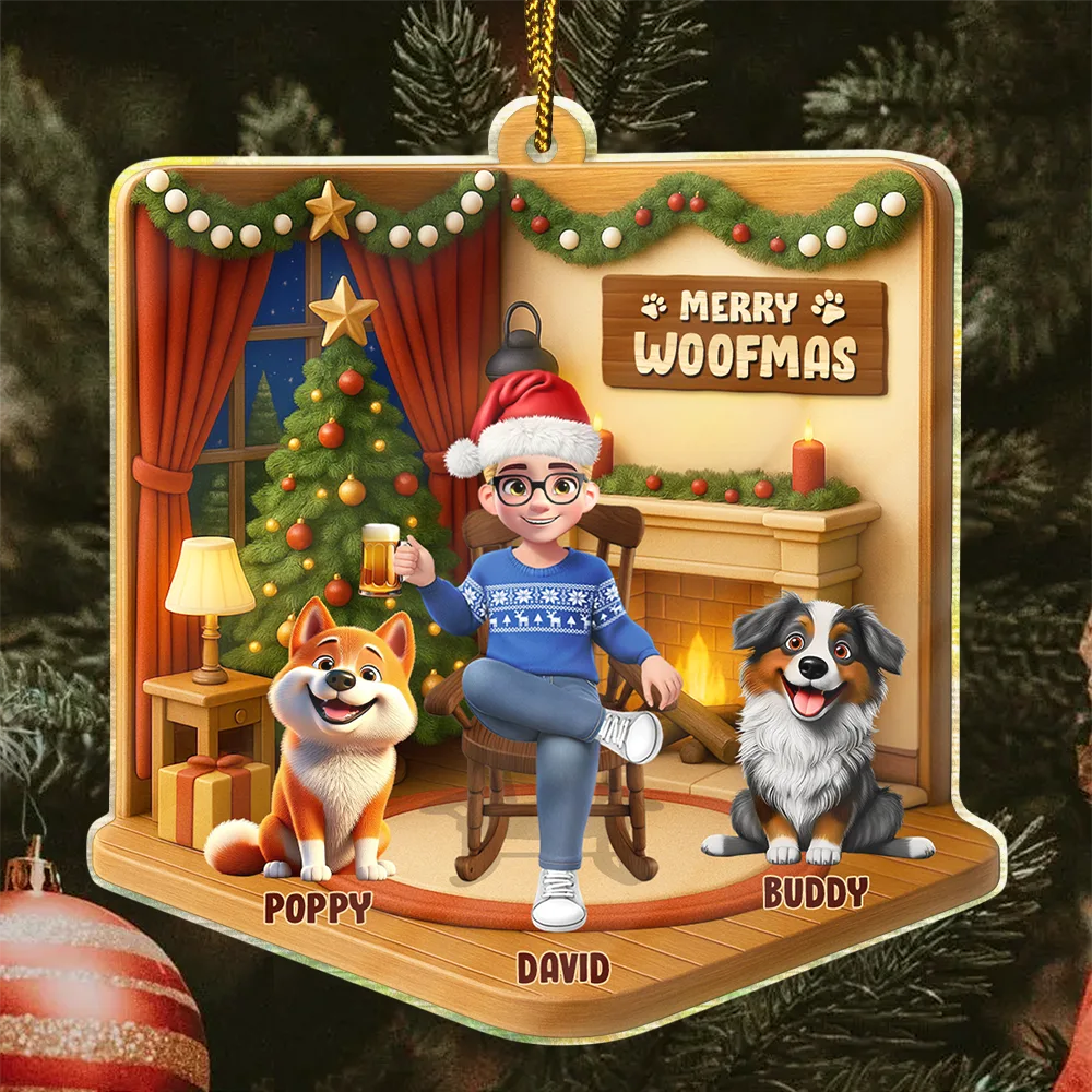 Happy Pawlidays Christmas House Model - Personalized Custom Shaped Acrylic Ornament