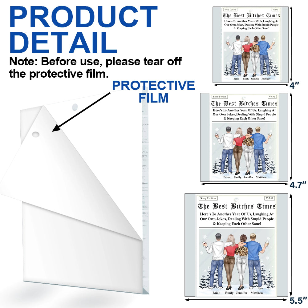 Christmas, Gift For Bestie, Old Best friends, Gift For Sisters, Happy - Here's To Another Year Of Us The Besties Times - Personalized Custom Shaped Acrylic Ornament