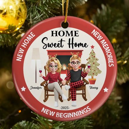 Home Sweet Home - Personalized Circle Ceramic Ornament