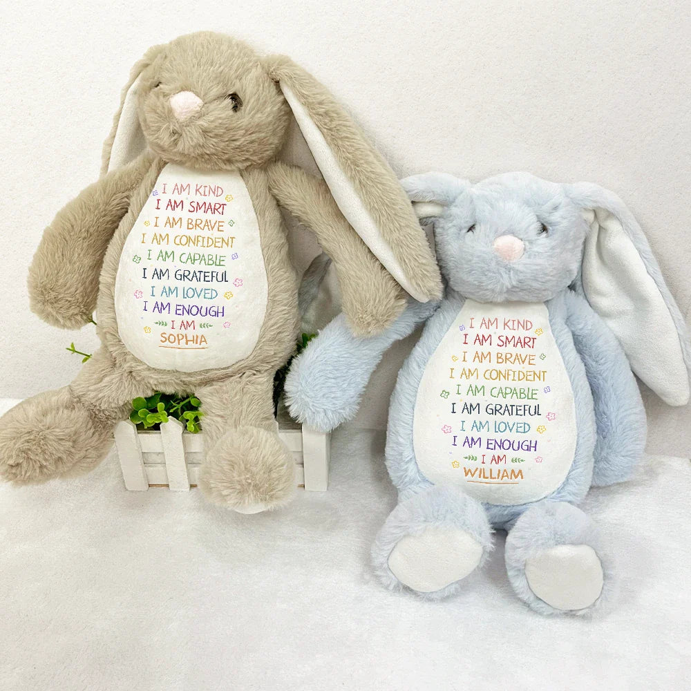 Gift For Grandkids,Grandma,Grandkids,Grandpa,Gift For Son,Gift For Daughter,Gift For Kids - I Am Kind I Am Smart - Personalized Soft Toy Bunny
