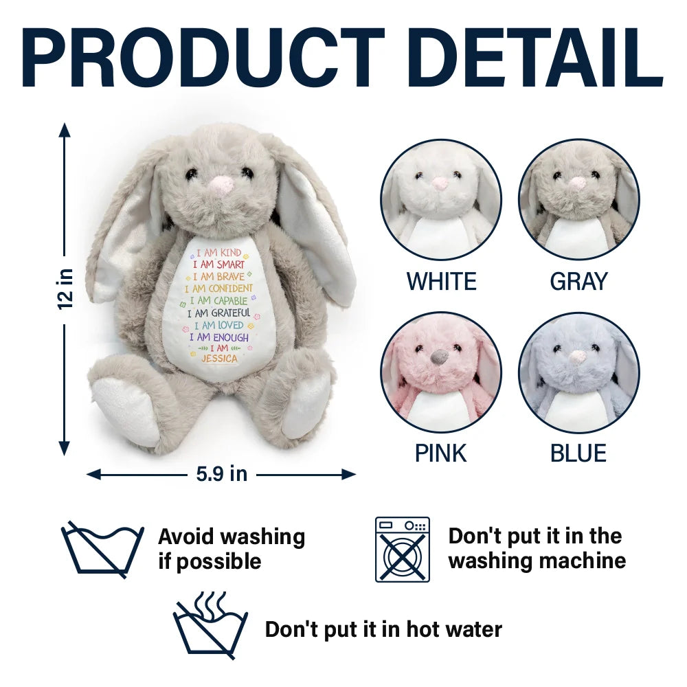 Gift For Grandkids,Grandma,Grandkids,Grandpa,Gift For Son,Gift For Daughter,Gift For Kids - I Am Kind I Am Smart - Personalized Soft Toy Bunny