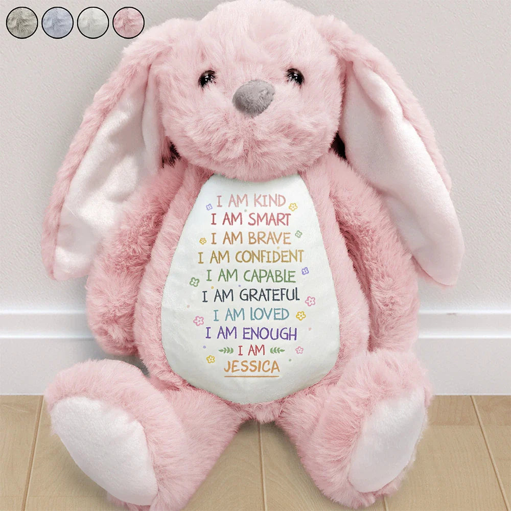 Gift For Grandkids,Grandma,Grandkids,Grandpa,Gift For Son,Gift For Daughter,Gift For Kids - I Am Kind I Am Smart - Personalized Soft Toy Bunny