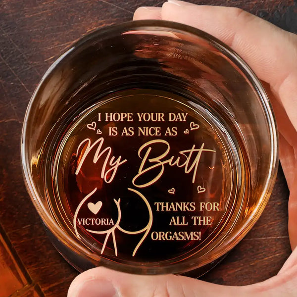 Gift For Couples,Gift For Husband,Gift For Wife,Gift For Boyfriend,Gift For Girlfriend,Funny - I Hope Your Day Is Nice - Personalized Engraved Whiskey Glass