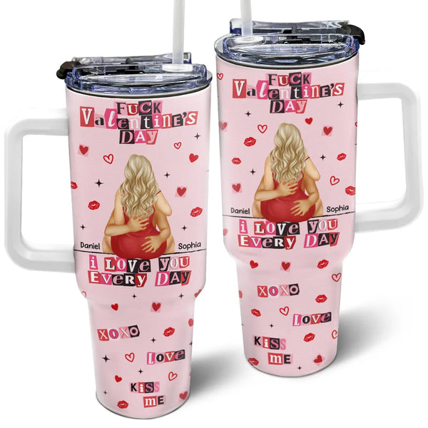 Old Couples,Gift For Couples,Gift For Husband,Gift For Wife,Gift For Boyfriend,Gift For Girlfriend,Love - I Love You Every Day Ransom Note Style - Personalized 40oz Tumbler With Straw
