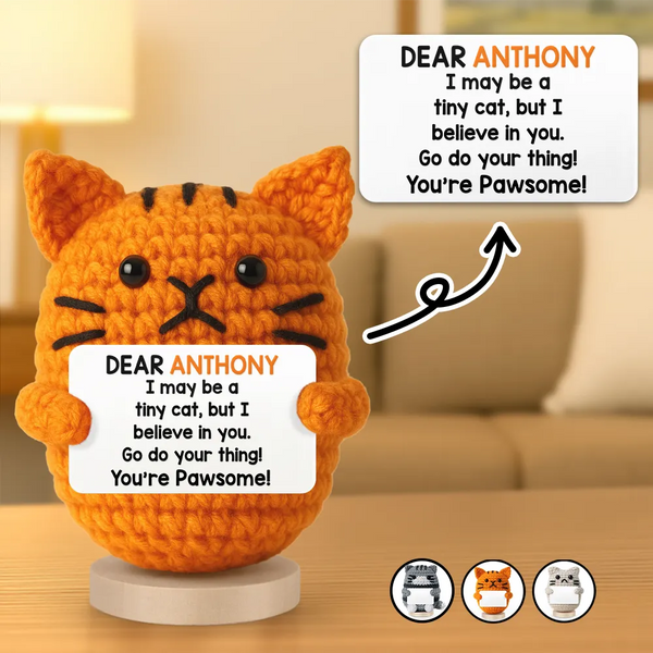 Pet Lovers - I May Be A Tiny Cat - Personalized Doll Crochet With Custom Card