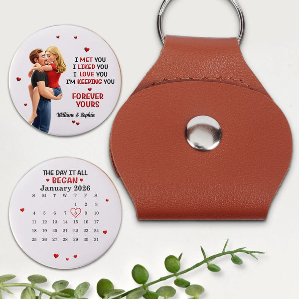 Gift For Couples,Gift For Husband,Gift For Wife,Old Couples,LGBT,Love - I Met You Liked You Love You Forever - Personalized Leather Pocket Hug