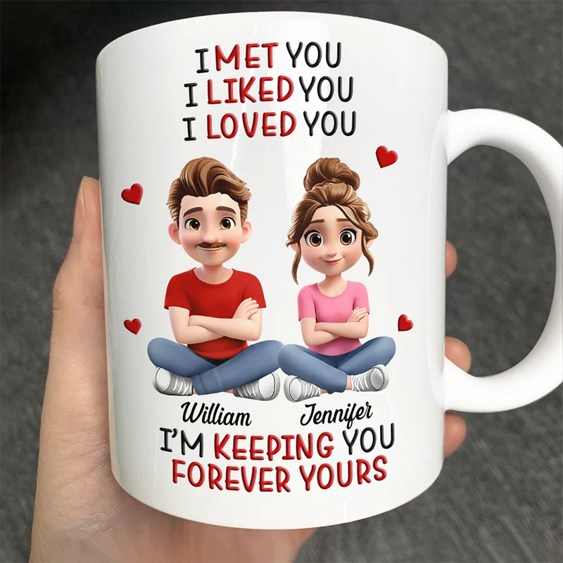 Gift For Couples, Gift For Women, Gift For Men ,Gift For Husban d,Gift For Wife, Gift For Girlfriend, Gift For Boyfriend ,Top Market, Old Couples, Love - I Met You Liked You Love You Keeping You 3D Effect Couple - Personalized Mug