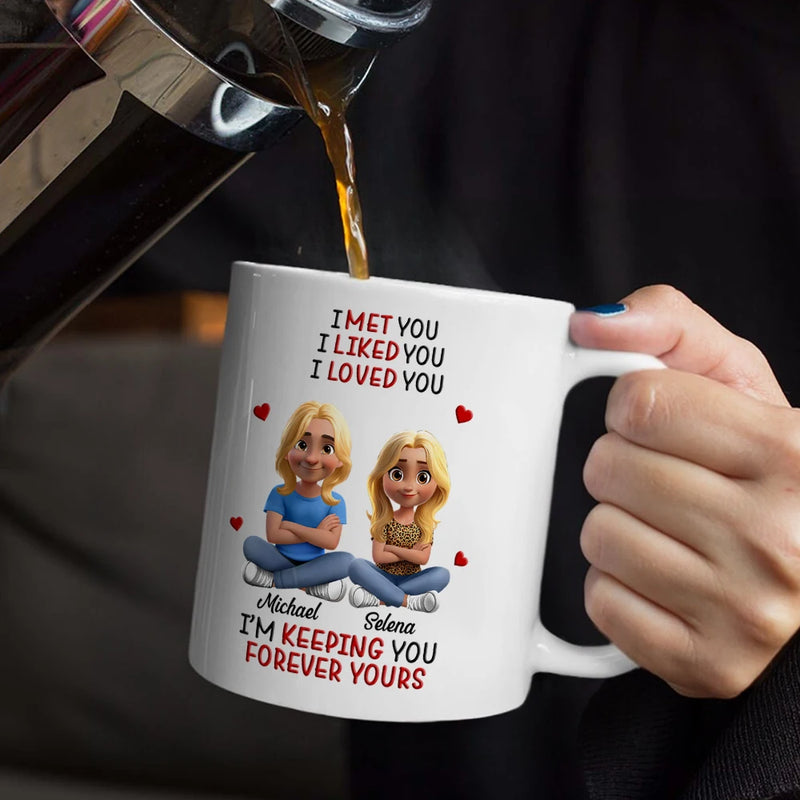 Gift For Couples, Gift For Women, Gift For Men ,Gift For Husban d,Gift For Wife, Gift For Girlfriend, Gift For Boyfriend ,Top Market, Old Couples, Love - I Met You Liked You Love You Keeping You 3D Effect Couple - Personalized Mug