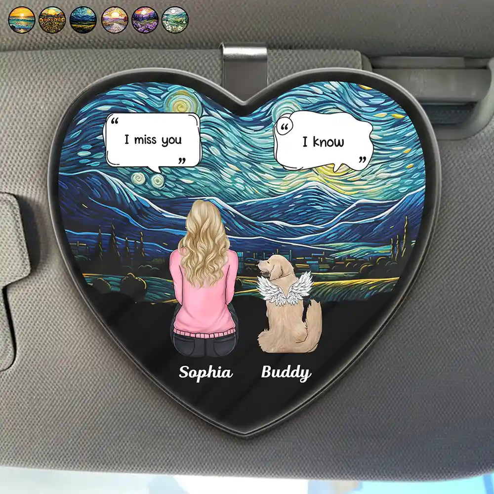 Sad, Memorial, Dog Lovers, Dog Mom, Cat Lovers, Pet Lovers - I Miss You Memorial Dog Cat - Personalized Custom Shaped Acrylic Car Visor Clip