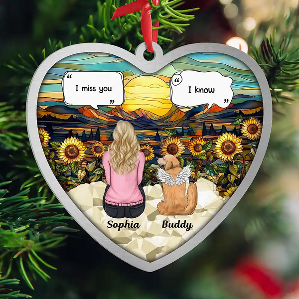 Pet Lovers,Love,Memorial,Christmas - I Miss You Memorial Dog Cat - Personalized Metal Ornament