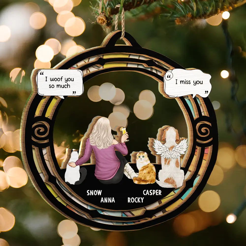 Sad,Memorial,Pet Lovers,Christmas - I Miss You Pet Memorial - Personalized Suncatcher Ornament