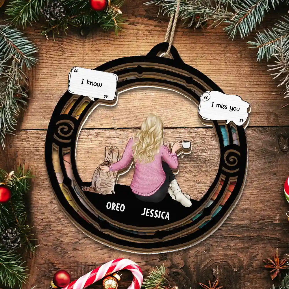 Sad,Memorial,Pet Lovers,Christmas - I Miss You Pet Memorial - Personalized Suncatcher Ornament