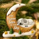 Christmas, Dog Lovers, Memorial, Sad - The Brightest Star In The Sky Dog Memorial - Personalized Custom Shaped Wooden Ornament