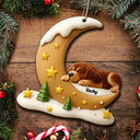 Christmas, Dog Lovers, Memorial, Sad - The Brightest Star In The Sky Dog Memorial - Personalized Custom Shaped Wooden Ornament