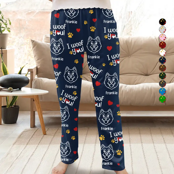 Dog Lovers,Funny - I We Woof You - Personalized Pajama Pants