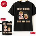 Gift For Father, Happy - Just A Dad And His Girl 3D Effect Crossed Arms - Personalized Father's Day Gift Set