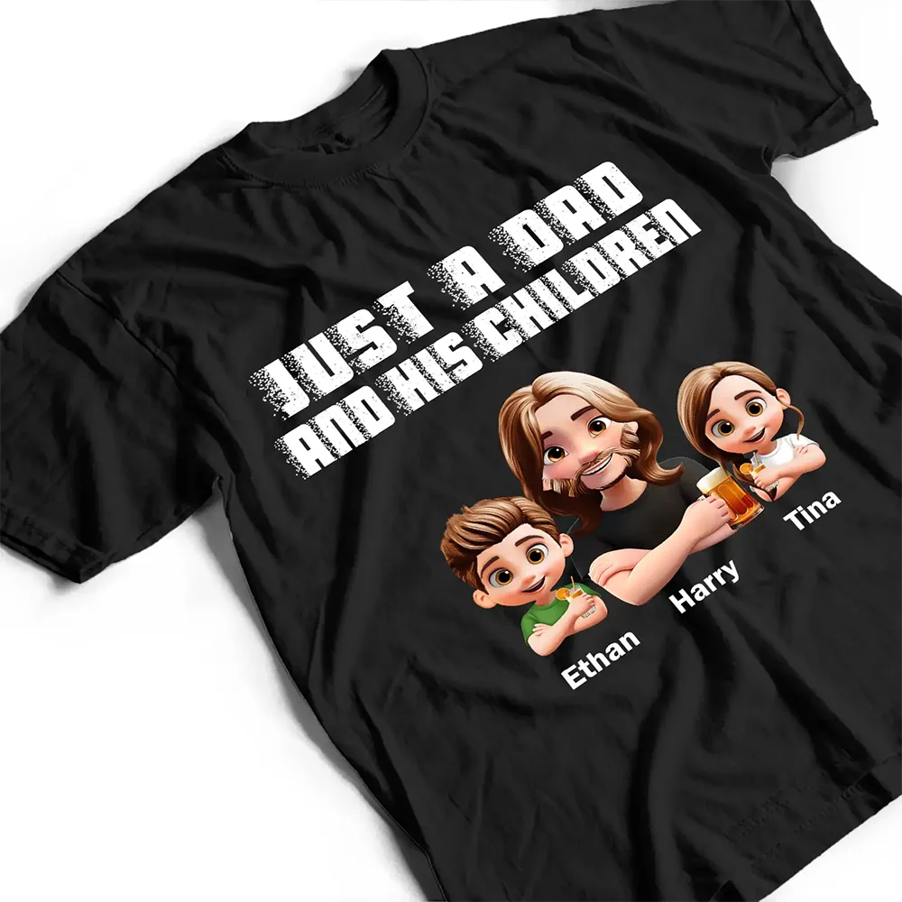 Gift For Father,Dad - Daughters (Young),Funny - Just A Dad And His Girl Grunge Style - Personalized T Shirt
