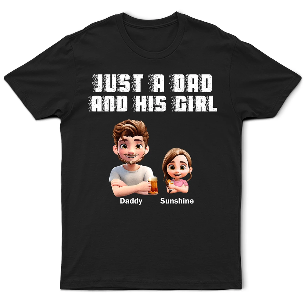 Gift For Father,Dad - Daughters (Young),Funny - Just A Dad And His Girl Grunge Style - Personalized T Shirt