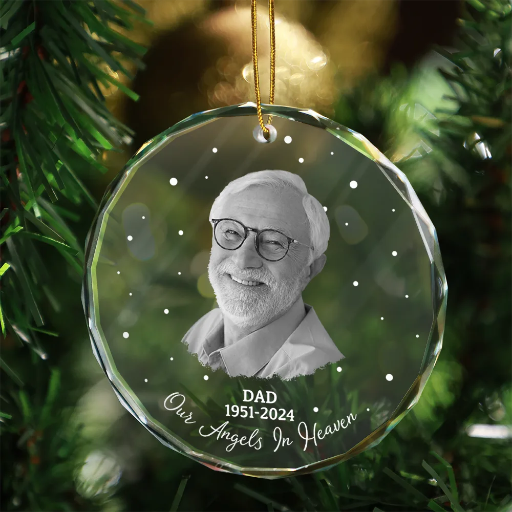 Family, Memorial - Custom Photo Memorial Your Wings Were Ready - Personalized Circle Glass Ornament
