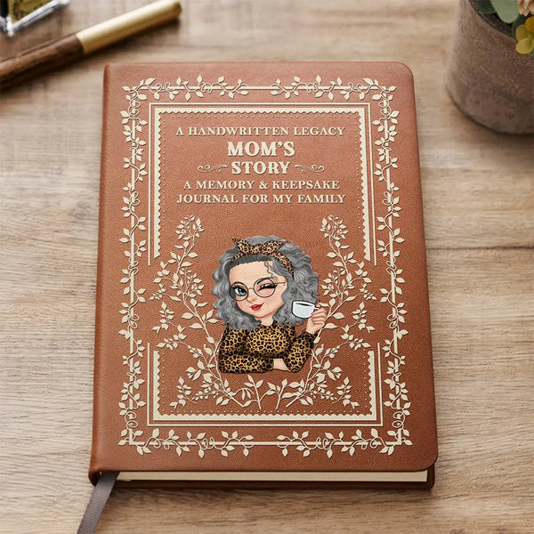 Gift For Mother, Gift For Yourself - Vintage Mom's Story Memory & Keepsake - Personalized Leather Journal