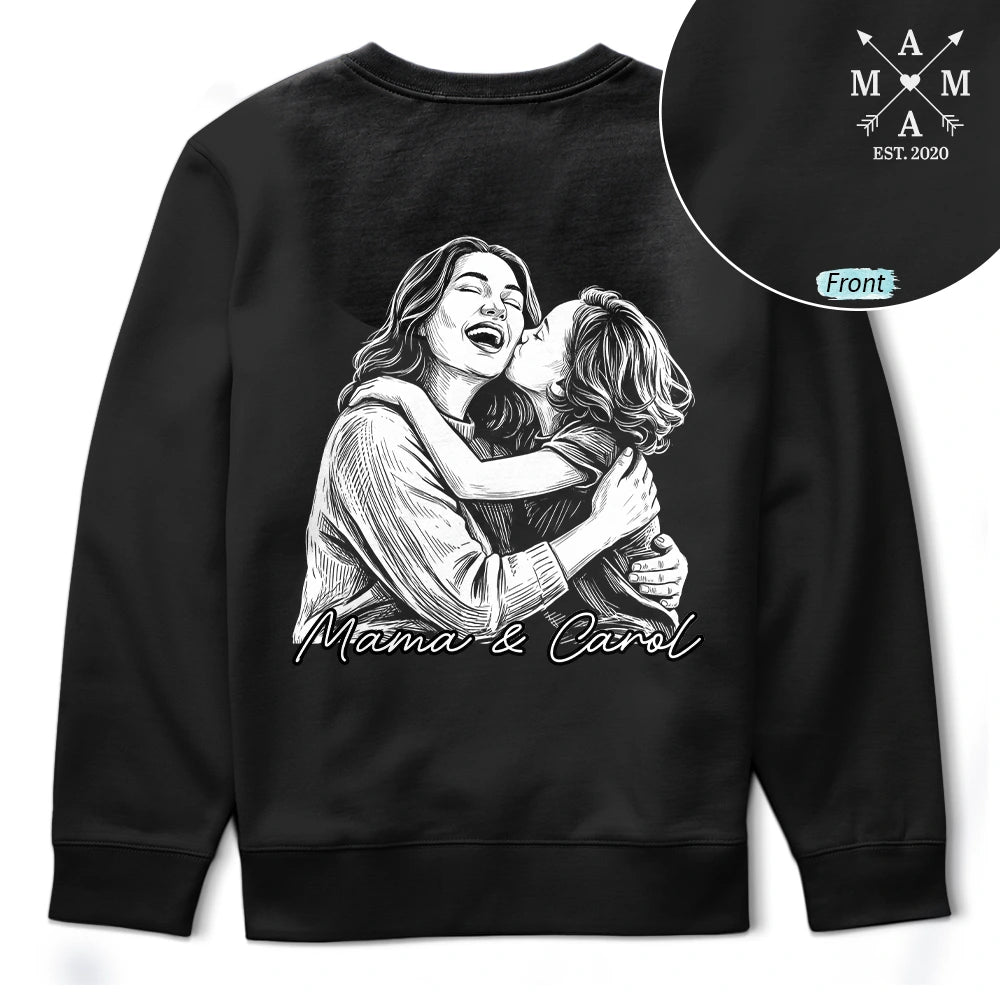 Custom Photo,Gift For Father,New Dad,New baby,Non-Eng,Photo - Pencil Sketch,Adorable - Custom Photo Pencil Sketch Papa Baby New Dad Matching Shirt - Personalized T Shirt