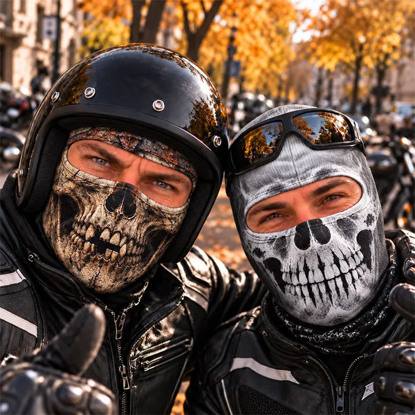 Christmas,Confident,Icon,Motorcycle - Winter Cool Gift For Friends, Biker, Skier - Personalized Realistic Skull Scarry Face Balaclava Face Mask