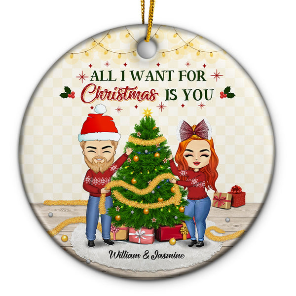 Christmas Is You Couple - Christmas Gift For Couple - Personalized Custom Circle Ceramic Ornament