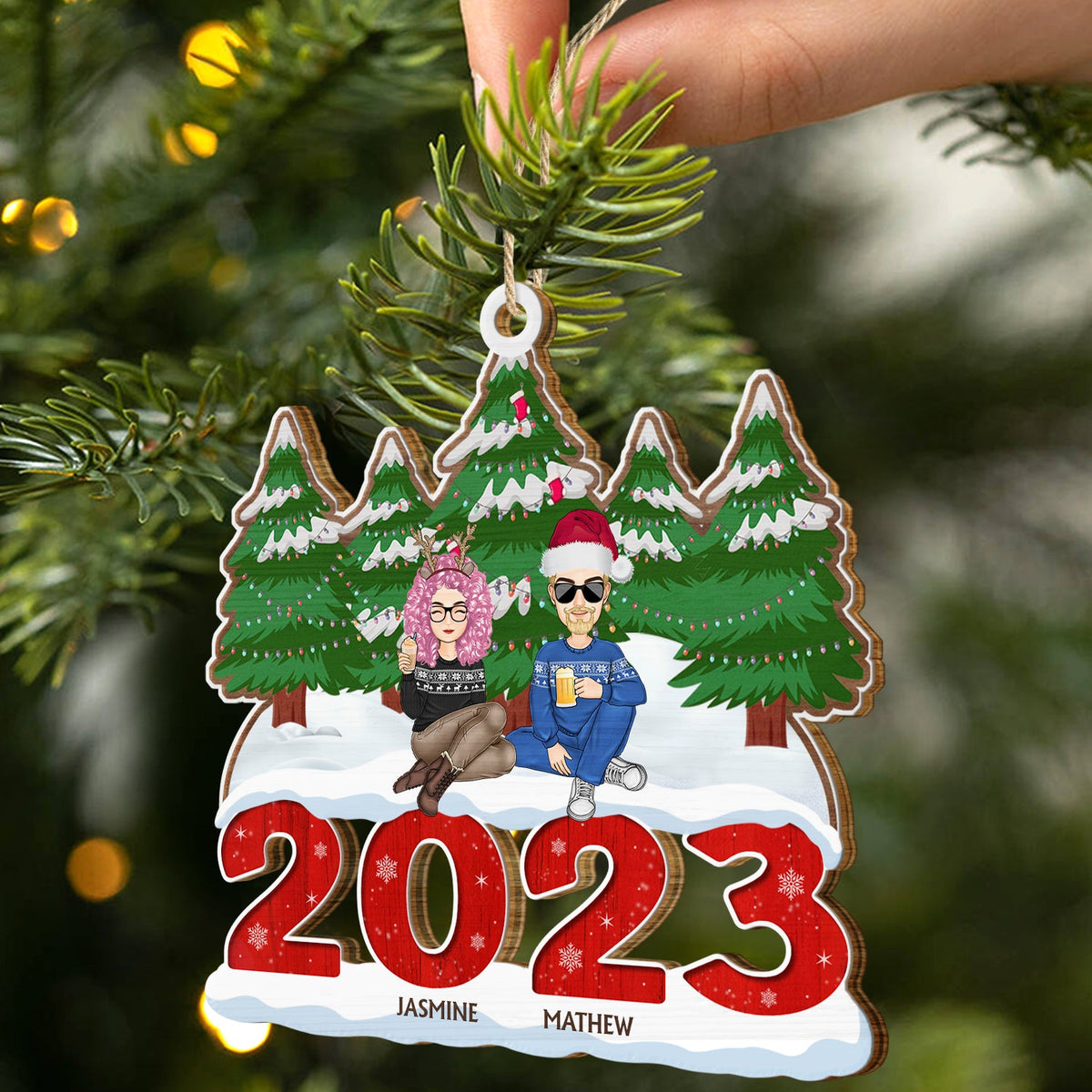2023 Christmas Gift For Family - Personalized Wooden Cutout Ornament