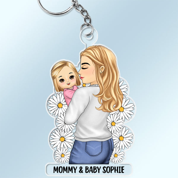 Mother Grandma Hugging Baby - Gift For Mother & Grandma - Personalized Cutout Acrylic Keychain