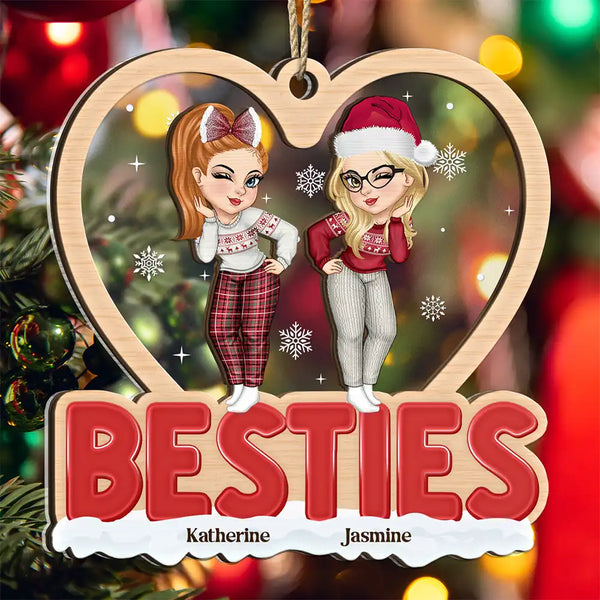Christmas Bestie Sister - Personalized 2-Layered Mix Ornament