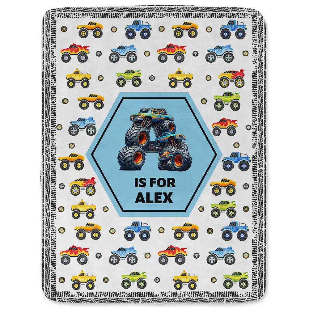 Top Market - Kid Boy Kid Girl Monogram - Personalized Fleece Blanket, Sherpa Blanket