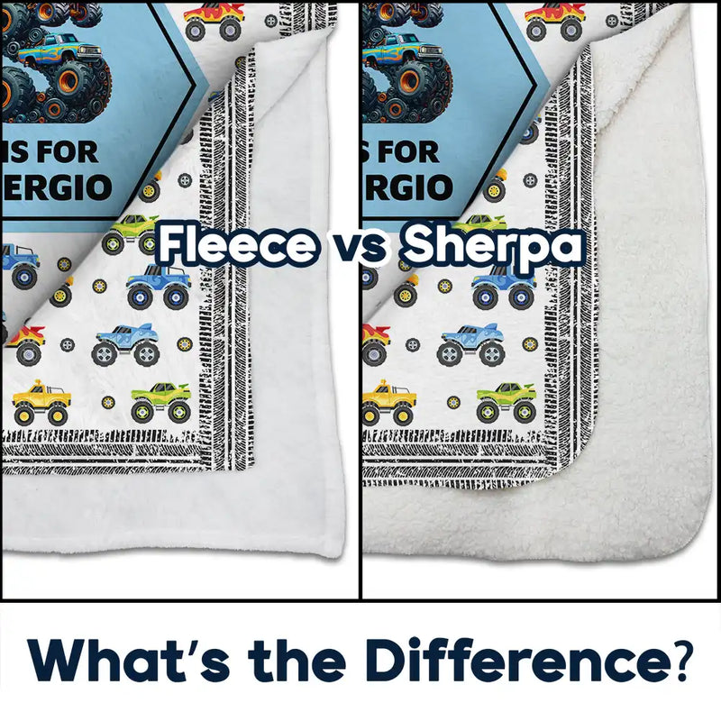 Top Market - Kid Boy Kid Girl Monogram - Personalized Fleece Blanket, Sherpa Blanket