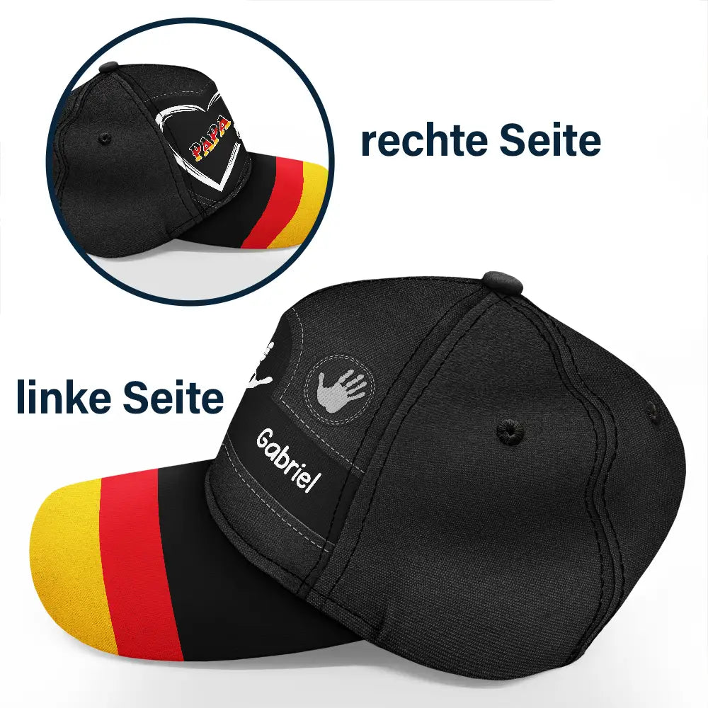 Gift For Yourself,Gift For Women,Gift For Men,Gift For Mother,Gift For Uncle,Gift For Aunt,Gift For Father,Gift For Grandma,Gift For Grandpa,Love,German - Flagge Deutschlands Handabdrücke Von Opa Papa Und Kindern - Personalisierte Klassische Kappe