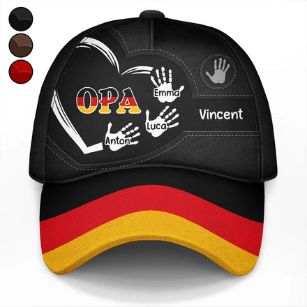 Flagge Deutschlands Handabdrücke Von Opa Papa Und Kindern - Personalisierte Klassische Kappe