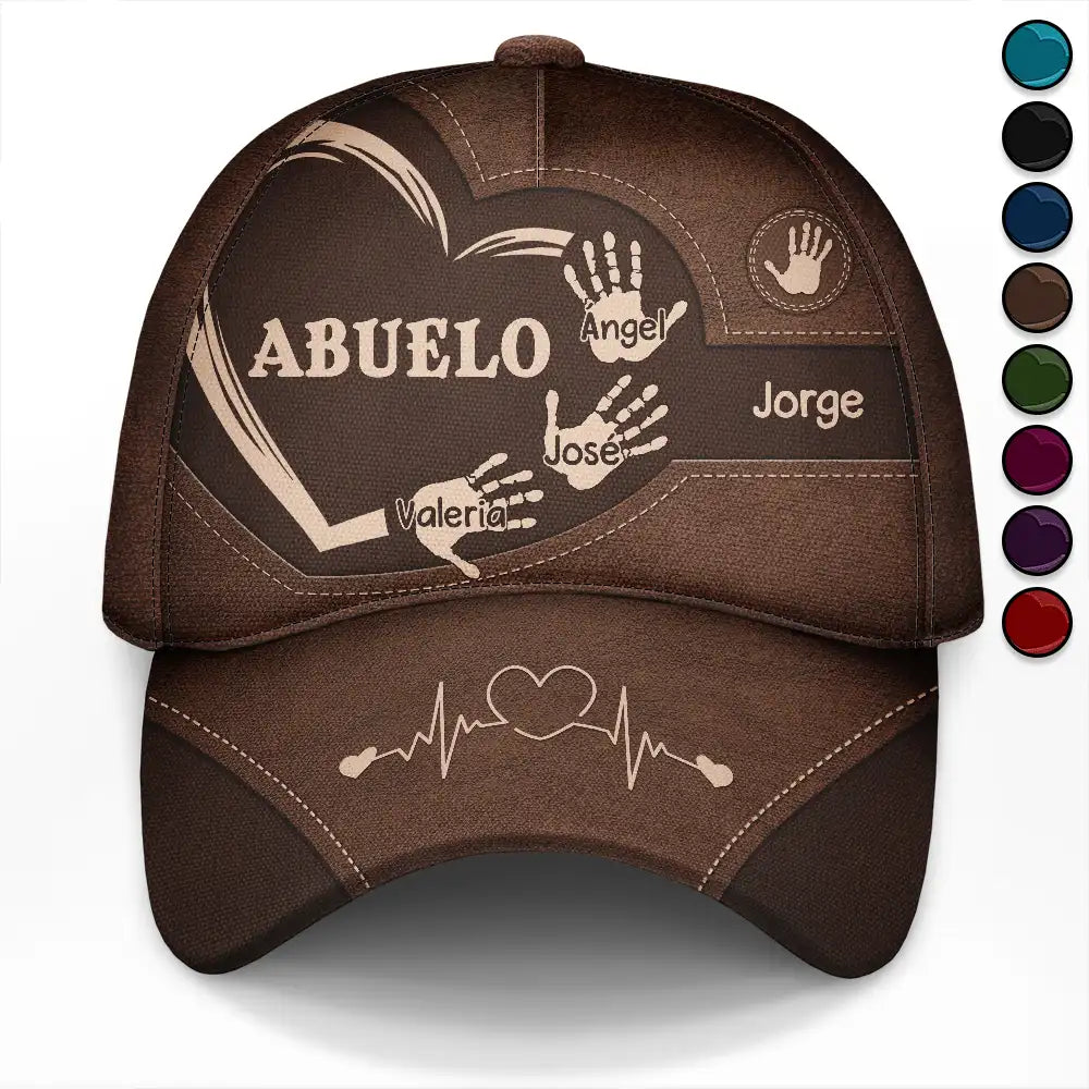 Gift For Yourself,Gift For Men,Gift For Grandpa,Gift For Father,Gift For Mother,Gift For Grandma,Spanish,Love- Las Huellas De Las Manos Del Abuelo Papá Y Los Niños - Gorra Clásica Personalizada