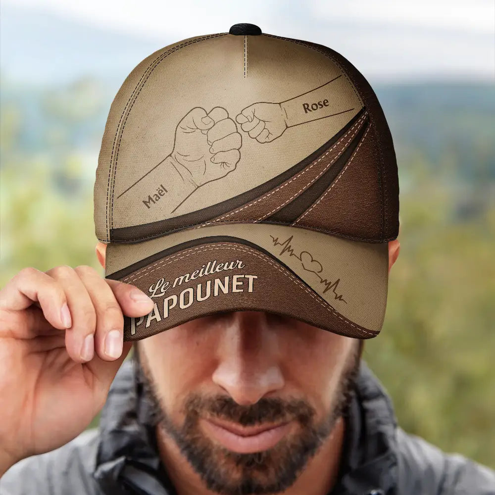 French,Gift For Grandpa,Top Market,Non-Eng,Proud,Icon - Le Meilleur Papa - Casquette Classique Personnalisée
