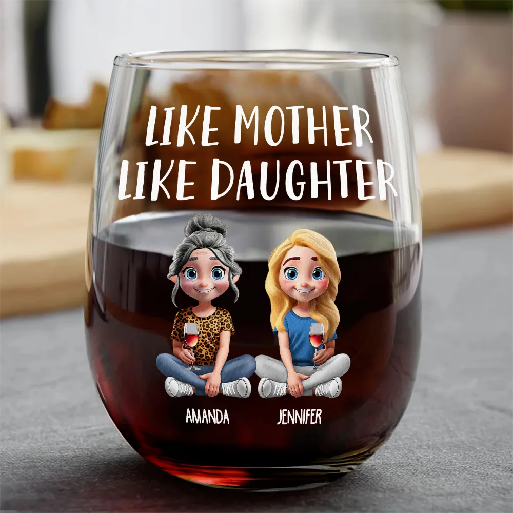 Like Mother Like Daughter 3D Effect - Personalized Stemless Wine Glass