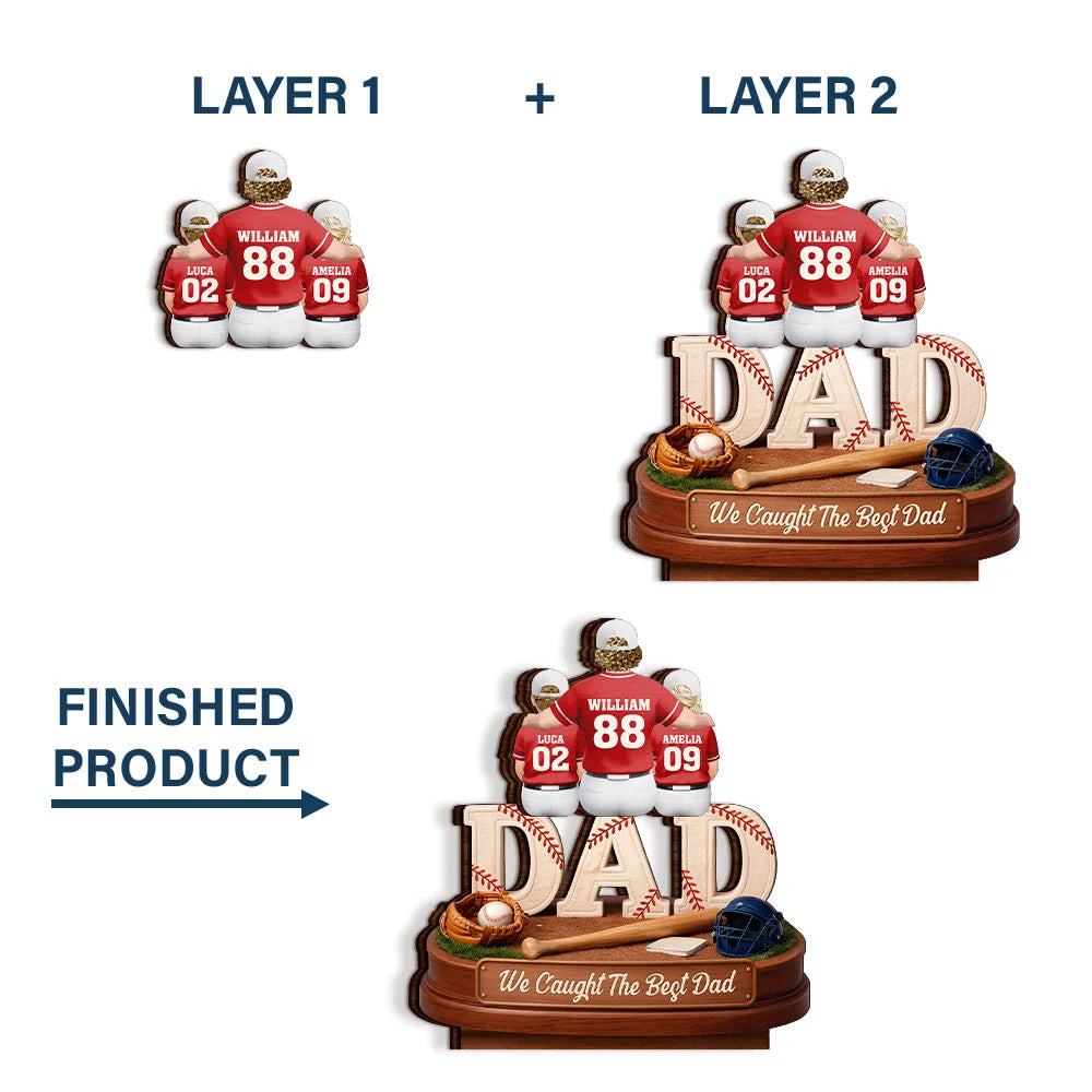Gift For Mother,Gift For Father,Baseball,Gift For Women,Retirement,Top Market,Happy - 3D Effect Baseball We Caught The Best Mom Dad - Personalized Custom Shaped Wooden Plaque
