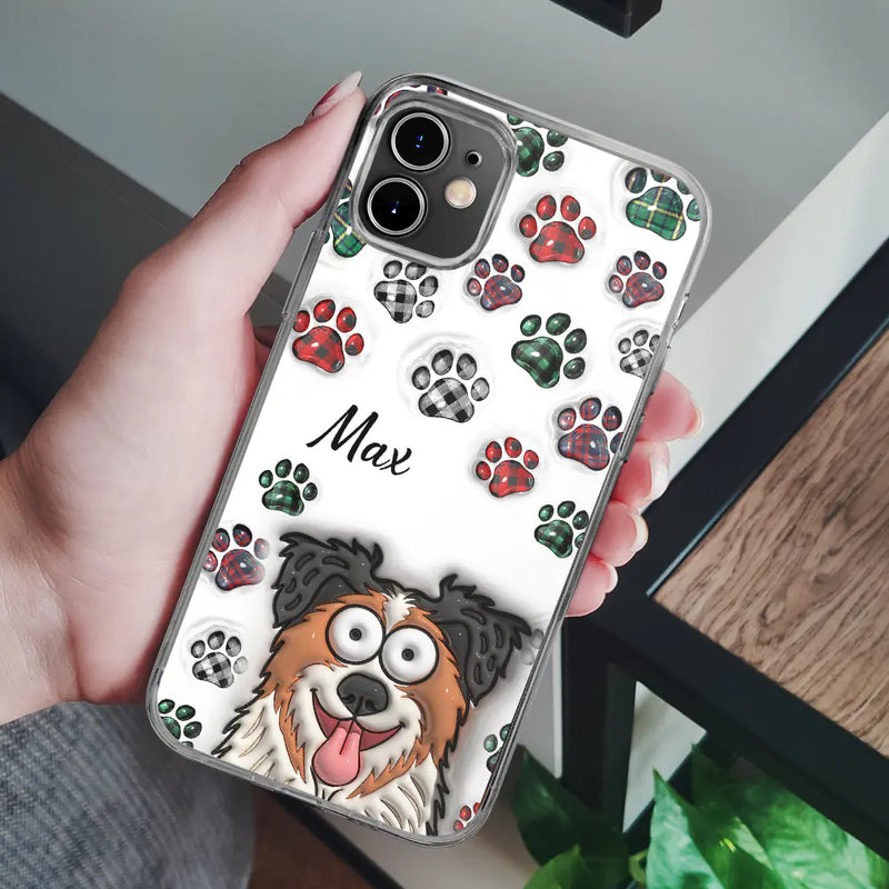 Pet Lovers, Dog Lovers, Cat Lovers - Dog Cat Paw Prints - 3D Inflated Effect Printed, Personalized Clear Phone Case