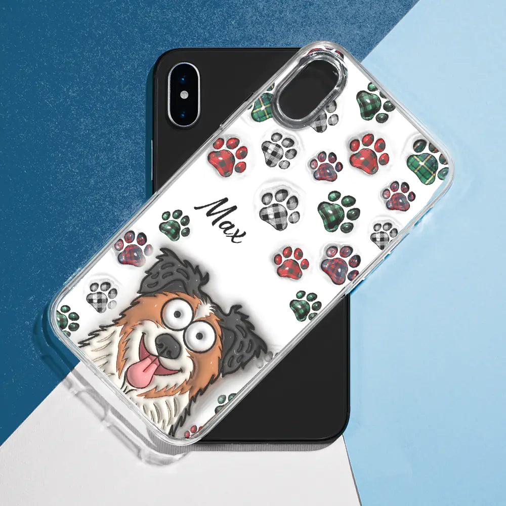 Pet Lovers, Dog Lovers, Cat Lovers - Dog Cat Paw Prints - 3D Inflated Effect Printed, Personalized Clear Phone Case