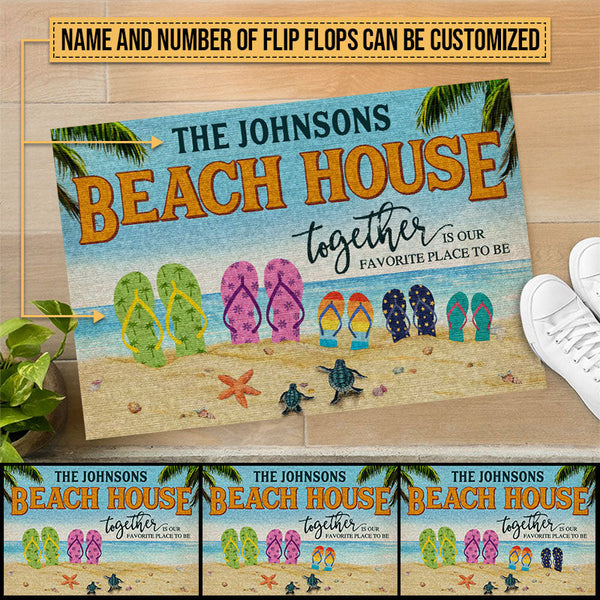 Beach House Flip Flop Together Is Our Favorite Place Custom Doormat
