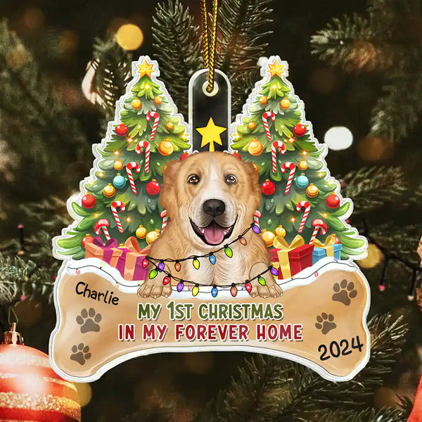Pet Lovers, Cat Lovers, Dog Lovers - My First Christmas In My Forever Home Dogs Cats - Personalized Custom Shaped Acrylic Ornament